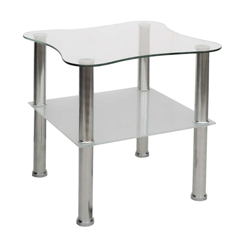 Τραπέζι Σαλονιού MALTA Ασημί/Διάφανο Χρώμιο/Τζάμι 45x45x46cm