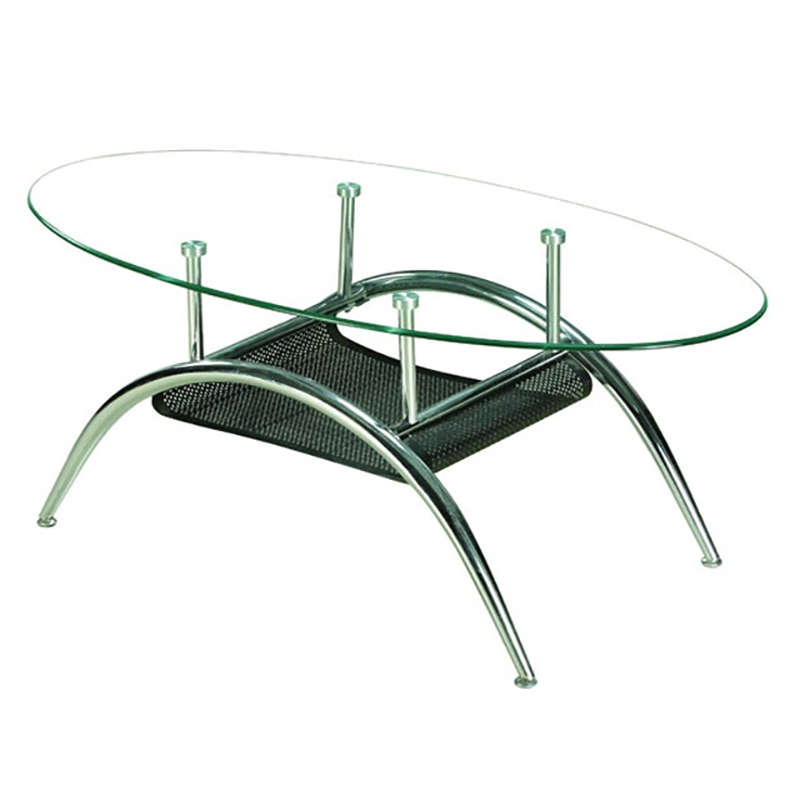 Τραπέζι Σαλονιού LIMPA Ασημί/Διάφανο Χρώμιο/Τζάμι 110x60x46cm