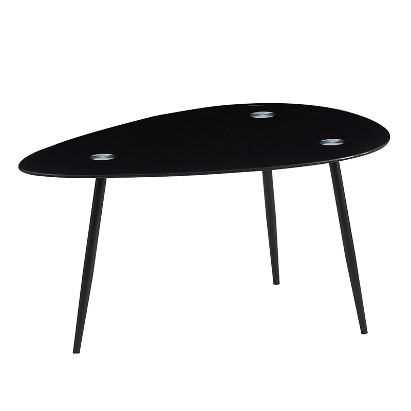 Τραπέζι Σαλονιού AGNES Μαύρο Μέταλλο/Γυαλί 90x60x45cm