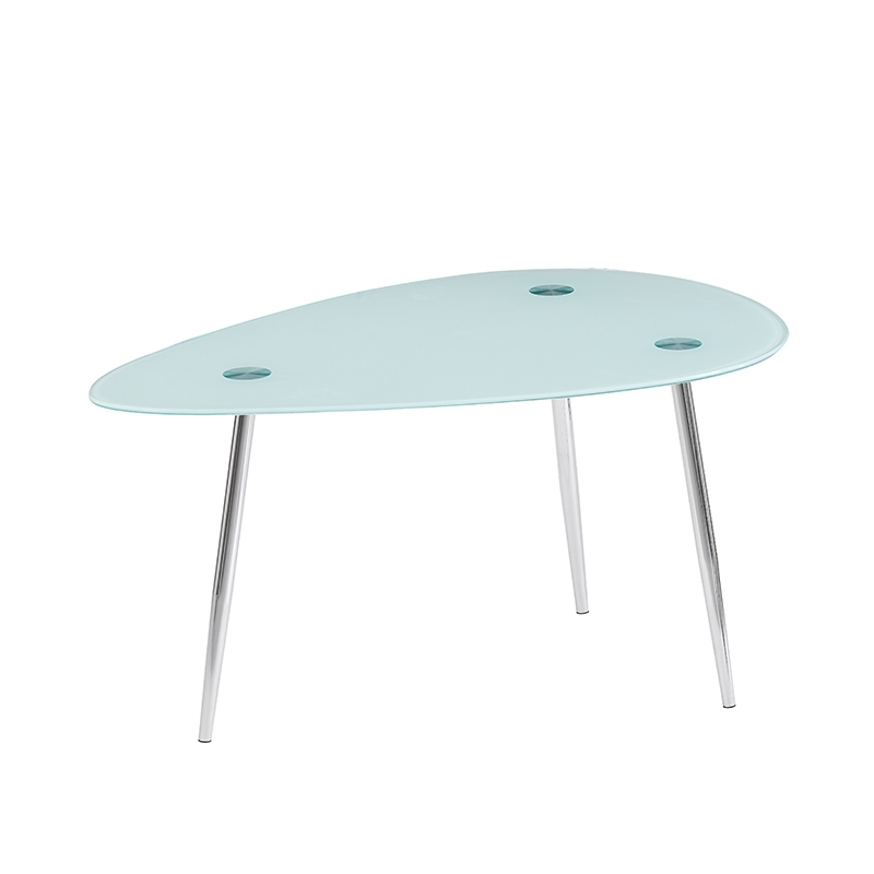Τραπέζι Σαλονιού AGNES Λευκό Χρώμιο/Τζάμι 90x60x45cm