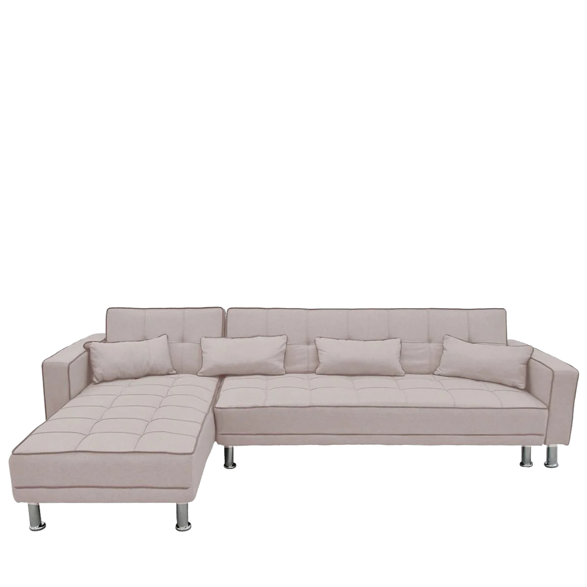 Καναπές Κρεβάτι Γωνιακός MICHAELLA Μπεζ/Καφέ 300x112x76cm