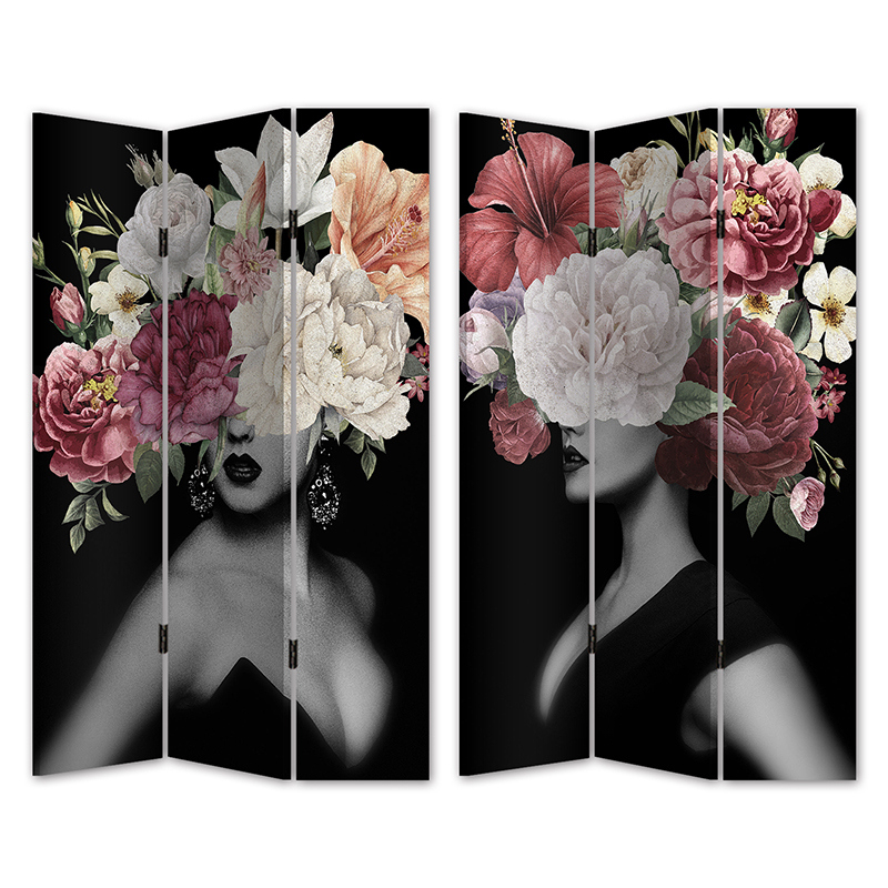 Παραβάν “Γυναίκα Με Λουλούδια” Καμβάς/Ξύλο 120x180x2.5cm