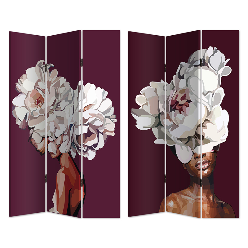 Παραβάν “Γυναίκα Με Λουλούδια” Καμβάς/Ξύλο 120x180x2.5cm