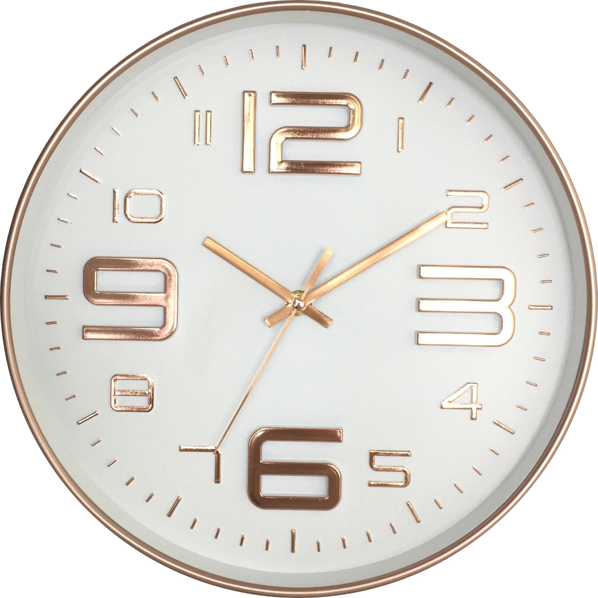 Ρολόι Τοίχου Ροζ/Χρυσό Πλαστικό Φ30.5x5cm