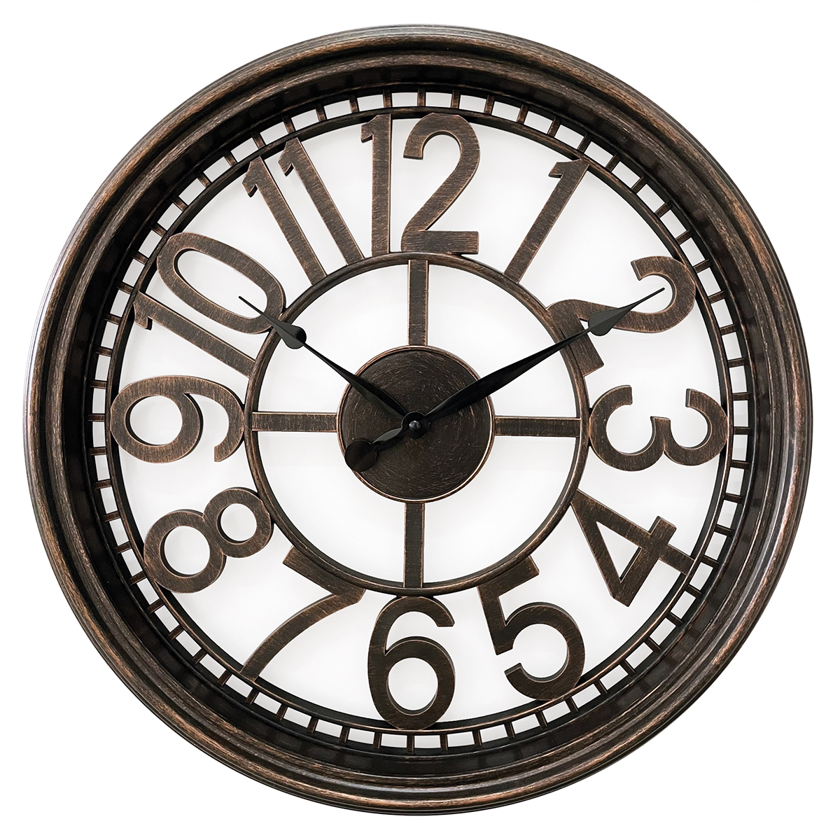 Ρολόι Τοίχου Καφέ Πλαστικό Φ50.7×5.2cm