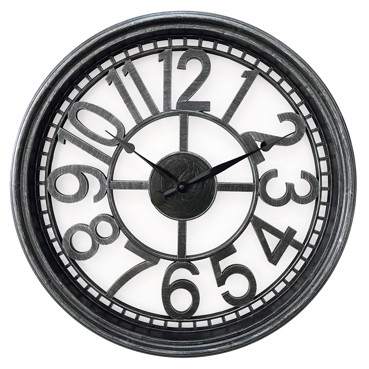 Ρολόι Τοίχου Ασημί Πλαστικό Φ50.7×5.2cm