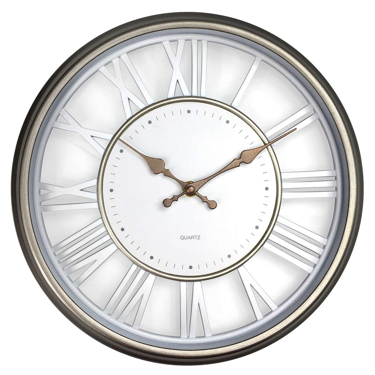 Ρολόι Τοίχου Ασημί Πλαστικό Φ30.5x4cm 14740028