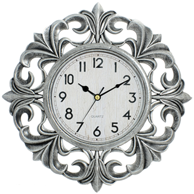 Ρολόι Τοίχου Ασημί Πλαστικό Φ40.6cm 14740039