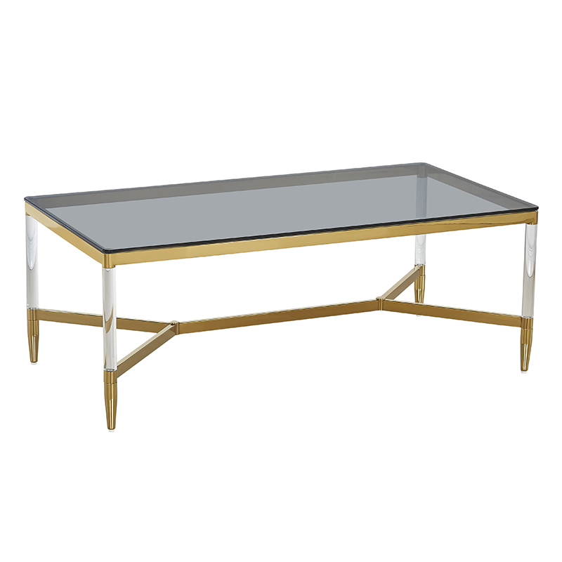Τραπέζι Σαλονιού Χρυσό Μέταλλο/Γυαλί 120x60x45/cm 3-50-950-0010