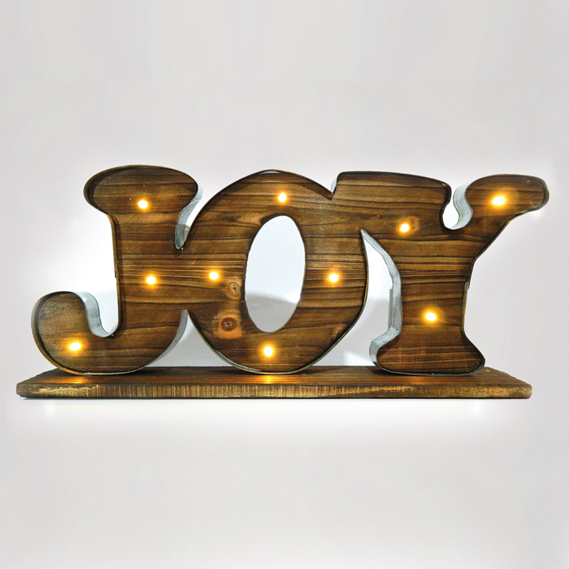 Ξύλινη Επιγραφή “Joy”, Φωτιζόμενη, 50X9X23cm