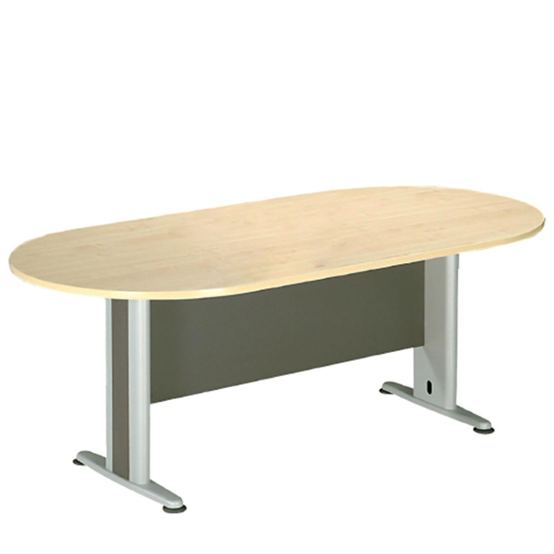 Τραπέζι Συνεδρίου Οβάλ Σκούρο Γκρι/Φυσικό Μέταλλο/Μελαμίνη 180x90x75cm