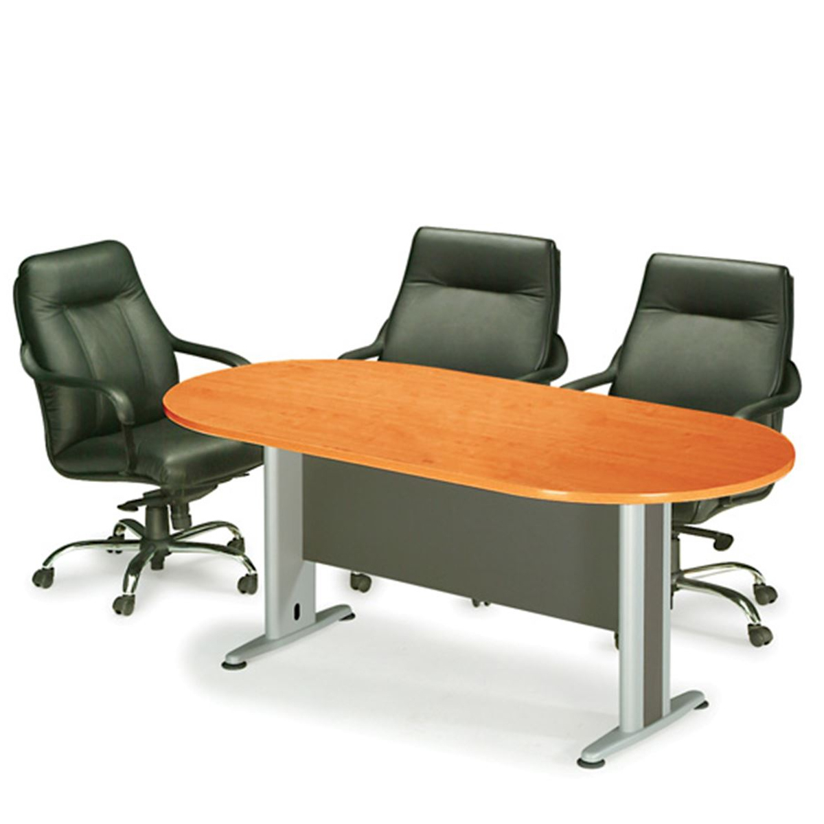 Τραπέζι Συνεδρίου Οβάλ Σκούρο Γκρι/Κερασί Μέταλλο/Μελαμίνη 180x90x75cm