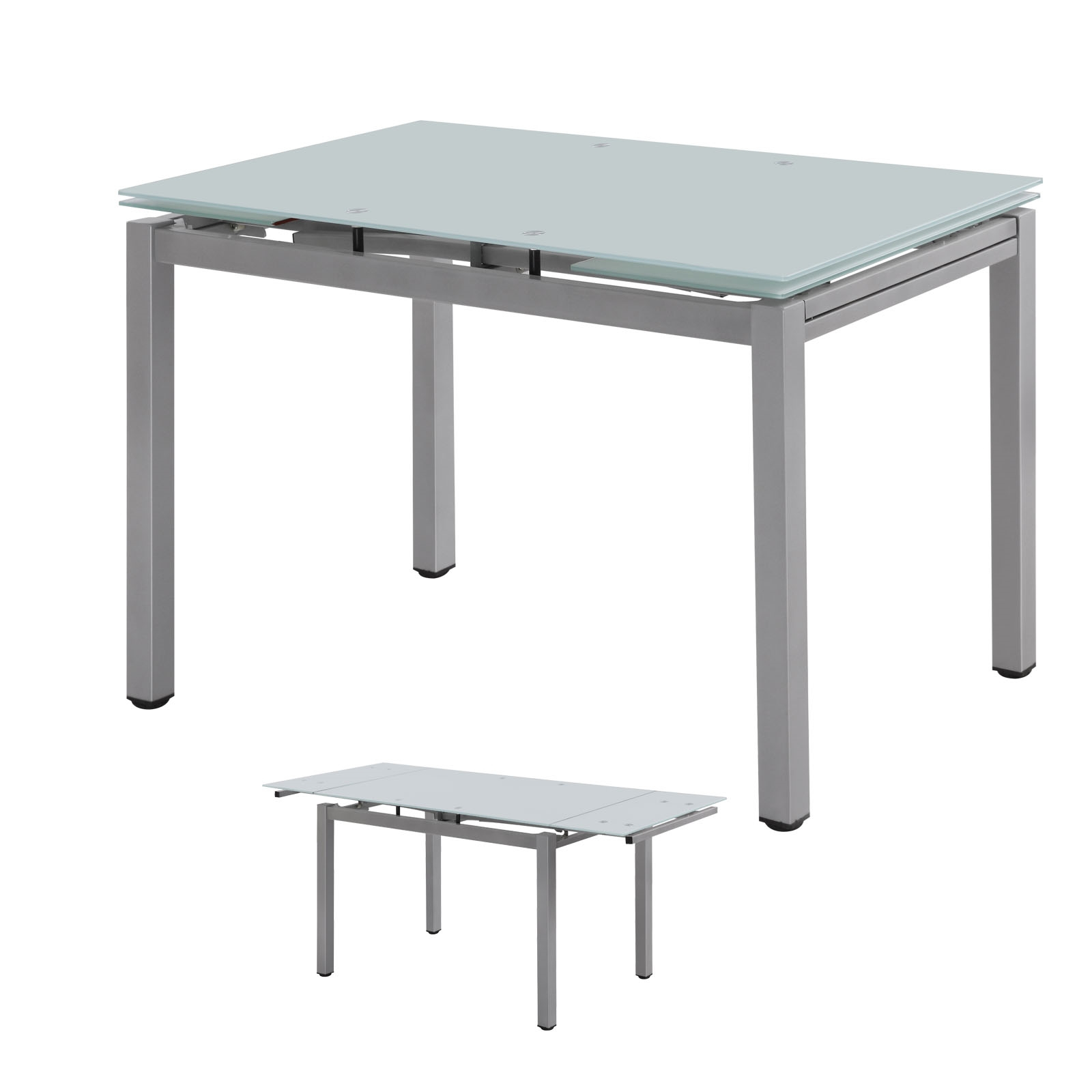 Τραπέζι Επεκτεινόμενο BLOSSOM Μέταλλο/Γυαλί Γκρι/Λευκό 110+(30+30)x70cm Y76cm