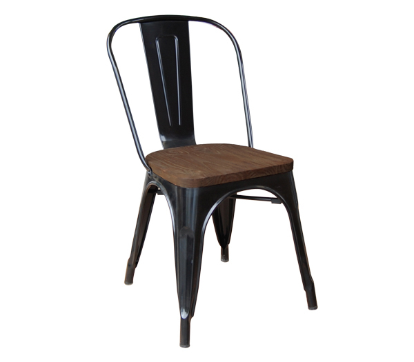 Καρέκλα Στοιβαζόμενη RELIX Μέταλλο/Ξύλο Μαύρο/Δρυς Σκούρο 45x51x85cm