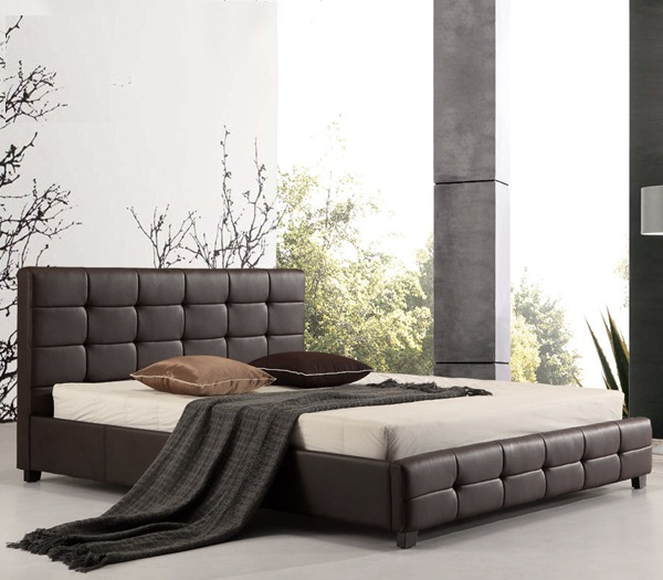 Κρεβάτι Διπλό FIDEL PU Καφέ Σκούρο 168x215x107 (Στρώμα 160x200)cm