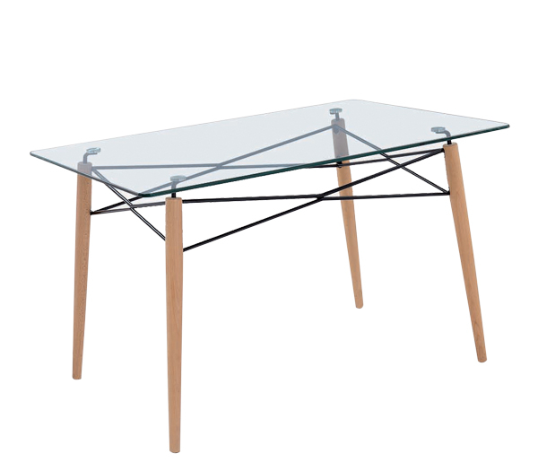 Τραπέζι ART Ξύλο/Γυαλί Φυσικό/Clear 120x80x74cm