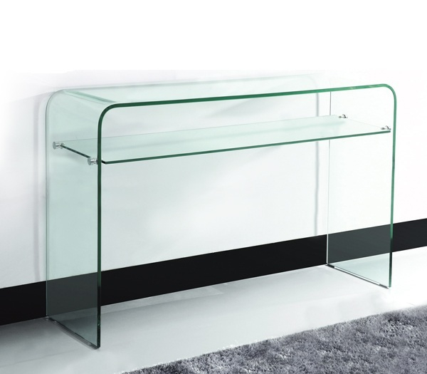Κονσόλα με Ράφι GLASSER Bent Glass – Γυαλί Clear 110x35x75cm 14028695