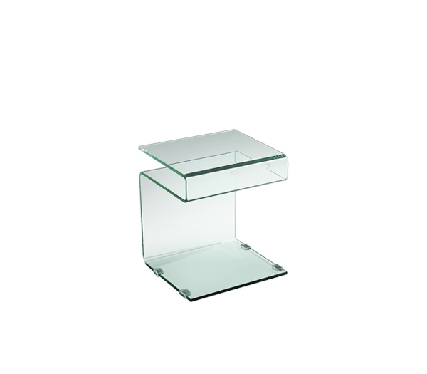 Τραπεζάκι Βοηθητικό GLASSER Bent Glass – Γυαλί Clear 42x38x48cm