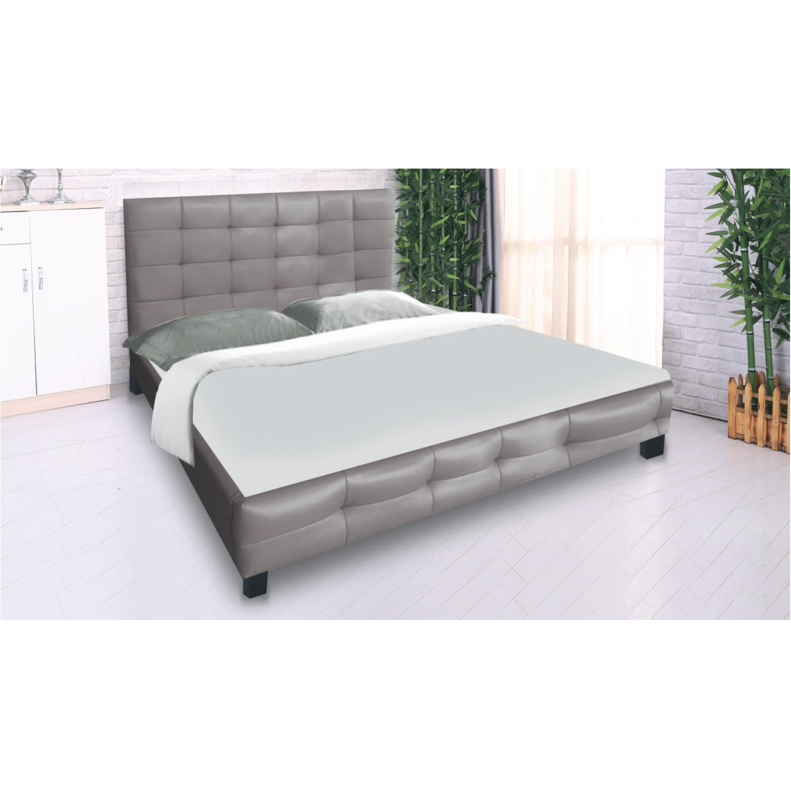 Κρεβάτι Διπλό FIDEL PU Cappuccino 168x215x107 (Στρώμα 160×200)cm