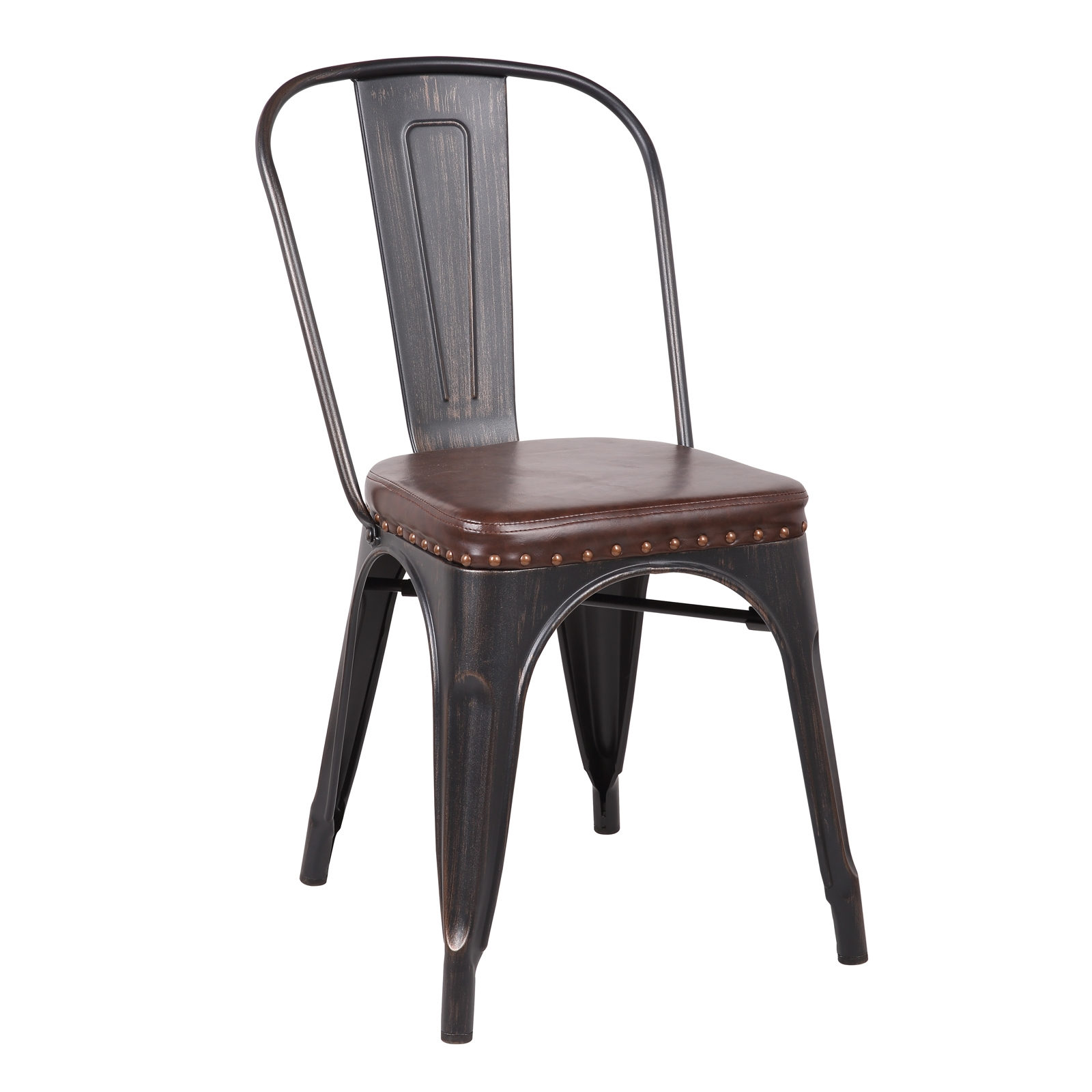 Καρέκλα Στοιβαζόμενη RELIX Μέταλλο/PU Μαύρο/Καφέ 45x51x82cm