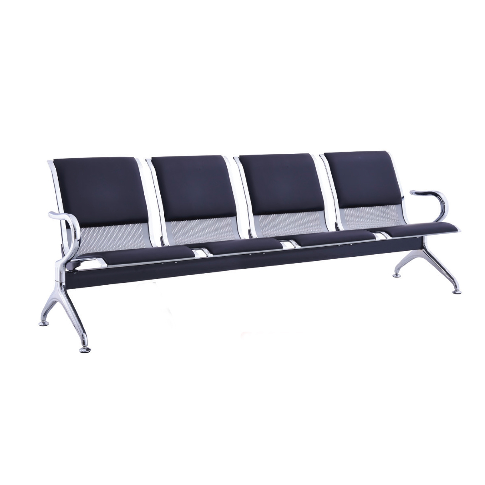 Κάθισμα Ε504,02 Υποδοχής 4-Θ Μαύρο PVC (Σκελ.Χρώμιο) 232x68x80cm