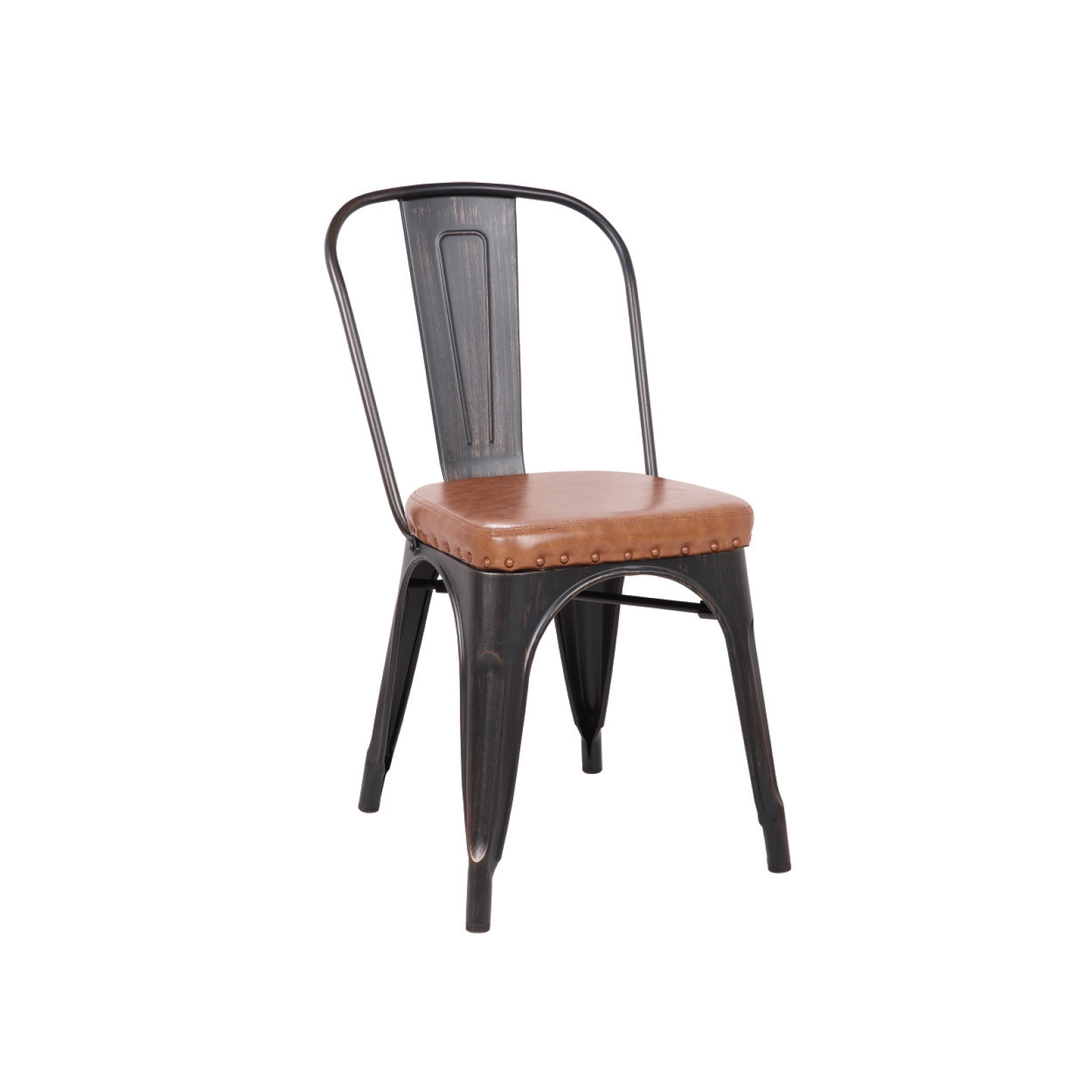 Καρέκλα Στοιβαζόμενη RELIX Μέταλλο/PU Camel Antique 45x51x82cm