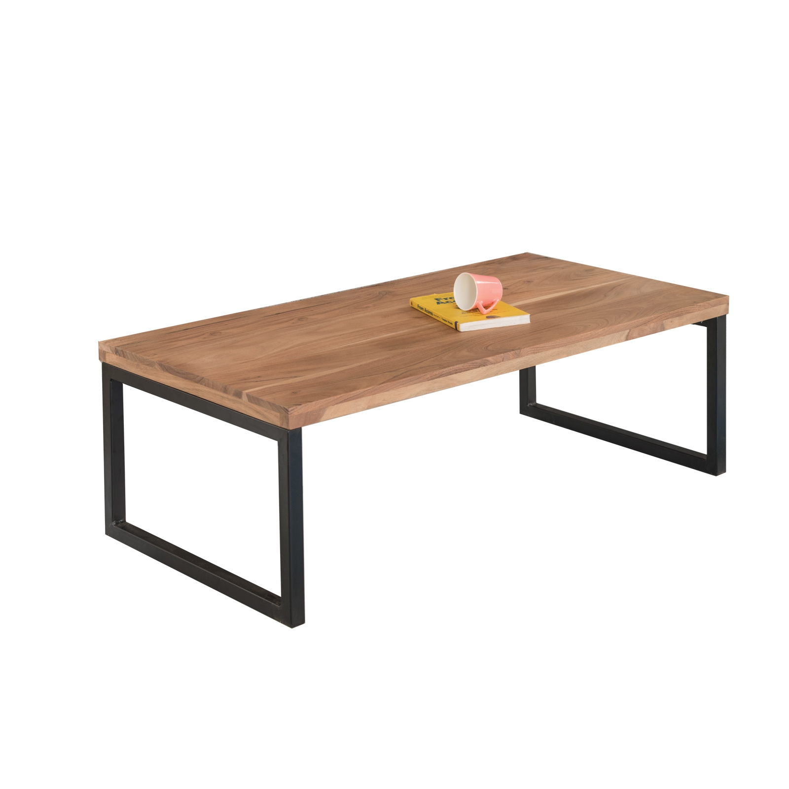 Τραπέζι TAMPA Σαλονιού 115x60x40cm Ακακία Φυσικό/Μεταλλική Μαύρο