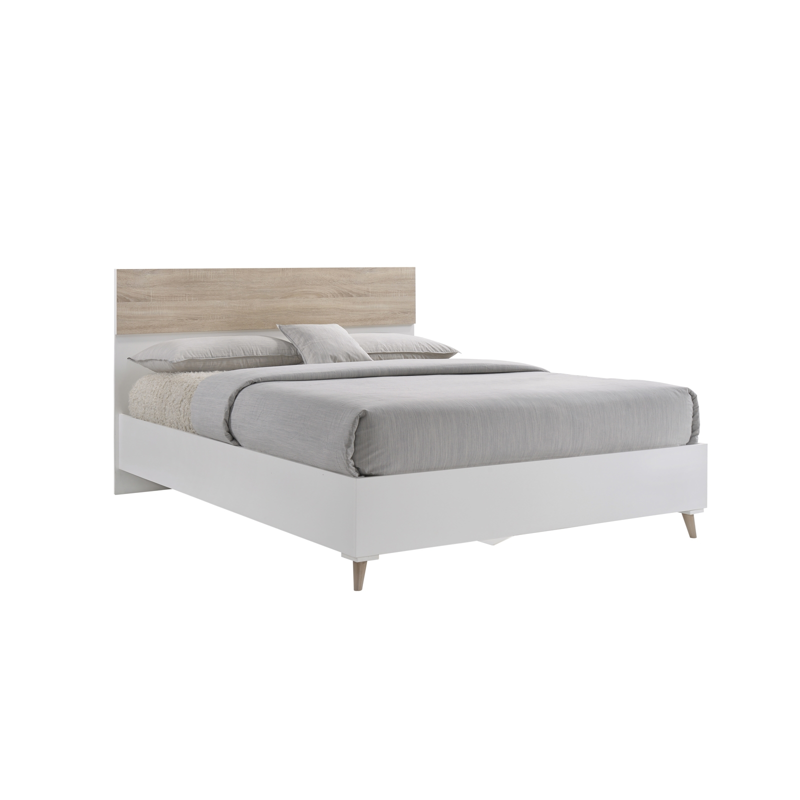 Κρεβάτι Διπλό ALIDA Sonoma/Λευκό Μοριοσανίδα 167x203x100cm (Για Στρώμα 160x200cm)
