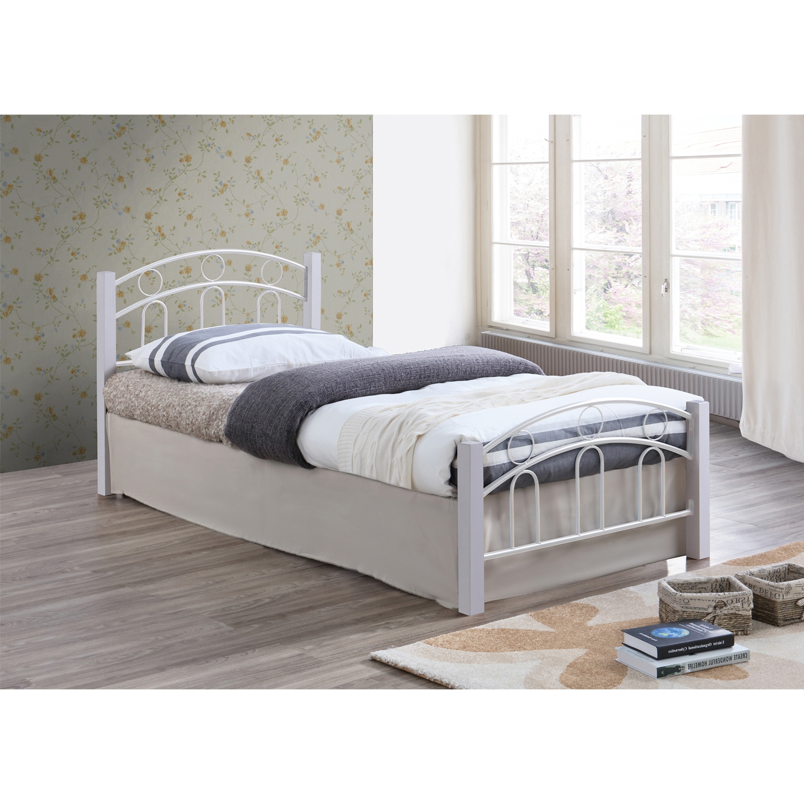 Κρεβάτι NORTON Για Στρώμα 140X190Cm Άσπρο Μέταλλο/Ξύλο