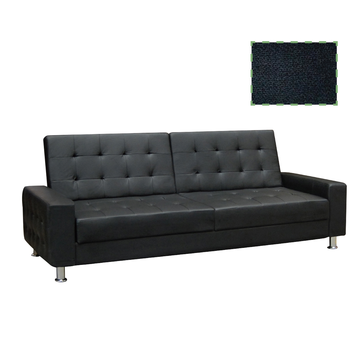 Καναπές Κρεβάτι MOBY Μαύρο Ύφασμα 217x80x81cm