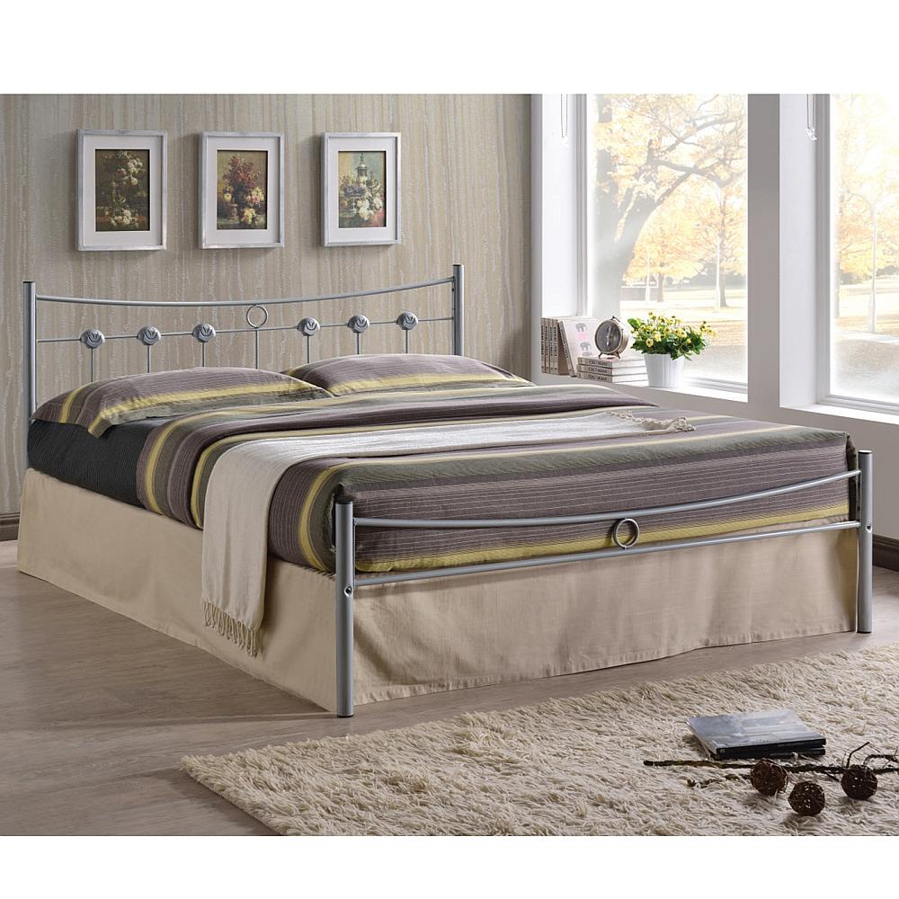 Κρεβάτι Διπλό DUGAN Ασημί Μέταλλο 145x195x83cm (Στρώμα 140×190)