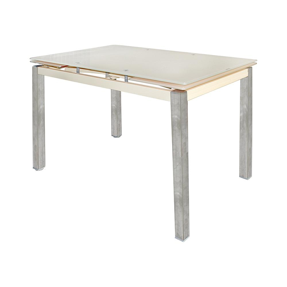 Τραπέζι BLOSSOM Επεκτεινόμενο Χρώμιο/Μπεζ Μέταλλο/Γυαλί 110+(30+30)x70x77cm