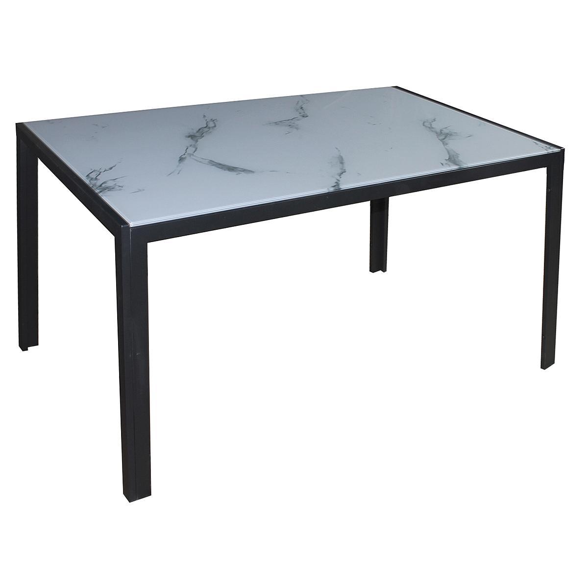 Τραπέζι Τραπεζαρίας DEGO Μαύρο/Λευκό Μέταλλο/Γυαλί 140x80x75cm