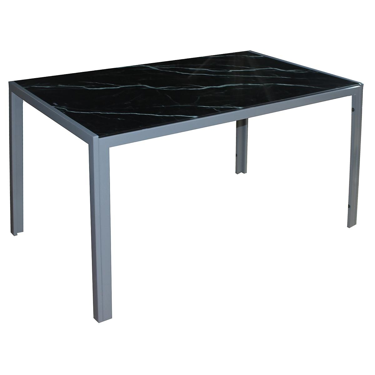 Τραπέζι Τραπεζαρίας DEGO Μαύρο/Γκρι Μέταλλο/Γυαλί 140x80x75cm