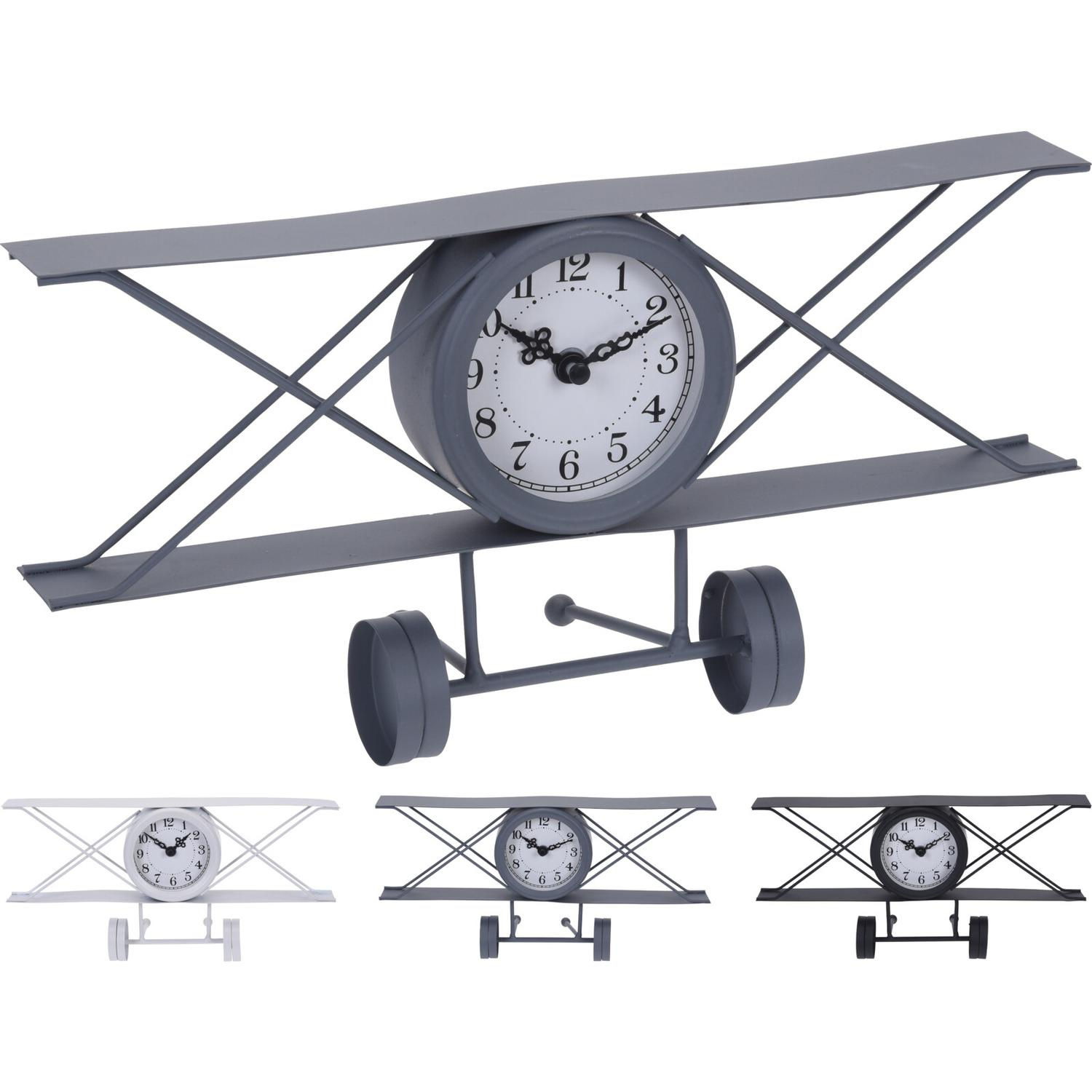 Ρολόι Επιτραπέζιο Αεροπλάνο Μέταλλο 30x8x15cm Σε 3 Χρώματα 06350702