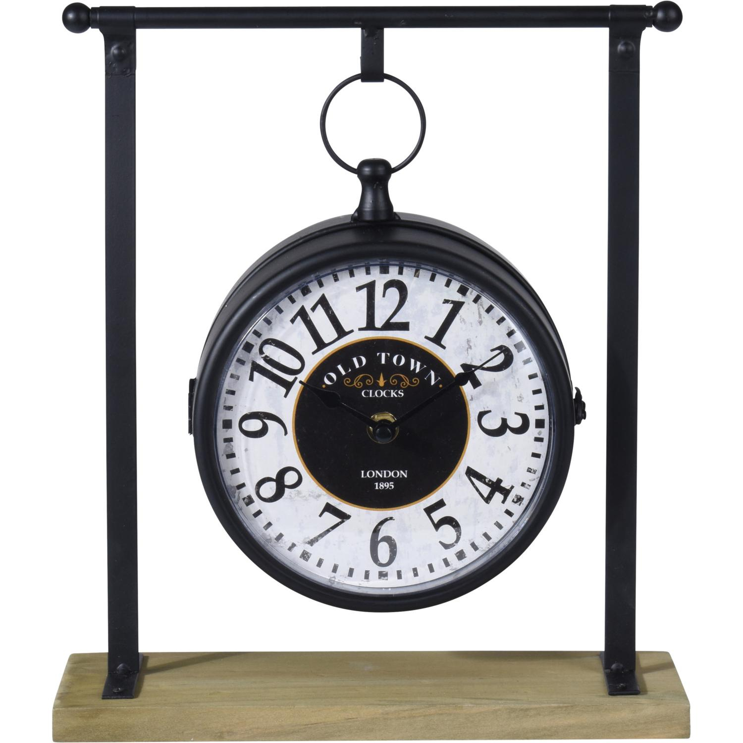 Ρολόι Επιτραπέζιο Μαύρο/Φυσικό Μέταλλο/Ξύλο 27x10x31cm