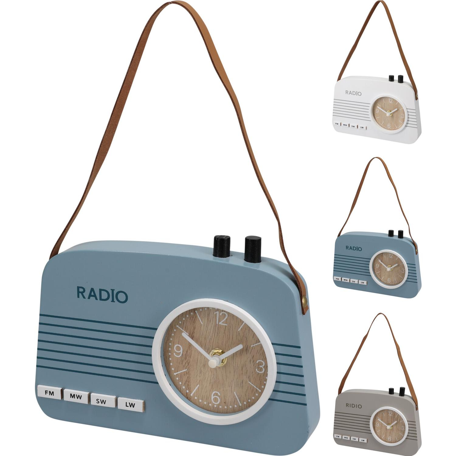 Ρολόι Επιτραπέζιο Ραδιόφωνο Ξύλο 21.5×3.5×15.5cm Σε 3 Χρώματα