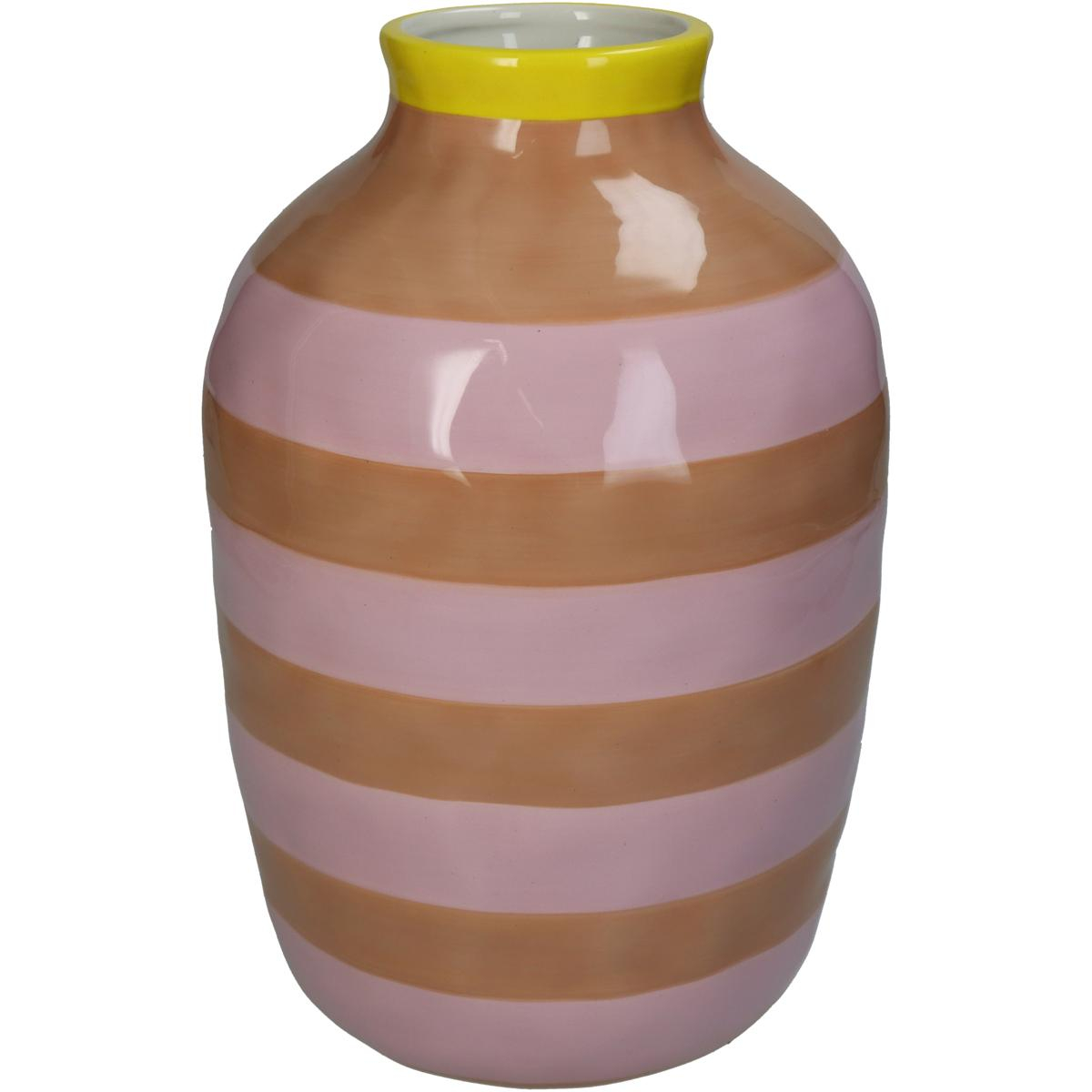 Βάζο Με Ρίγες Ροζ Δολομίτης 17.6×17.6×26.4cm