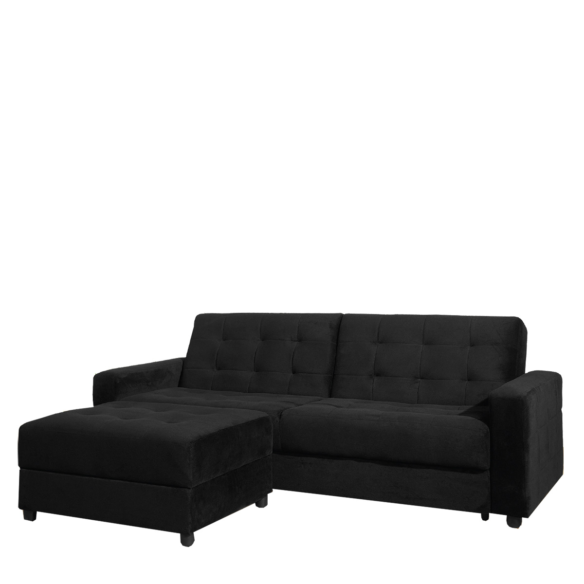 Καναπές-Κρεβάτι Τριθέσιος JACKSON + Σκαμπώ Ύφασμα Μαύρο 193x81x77cm