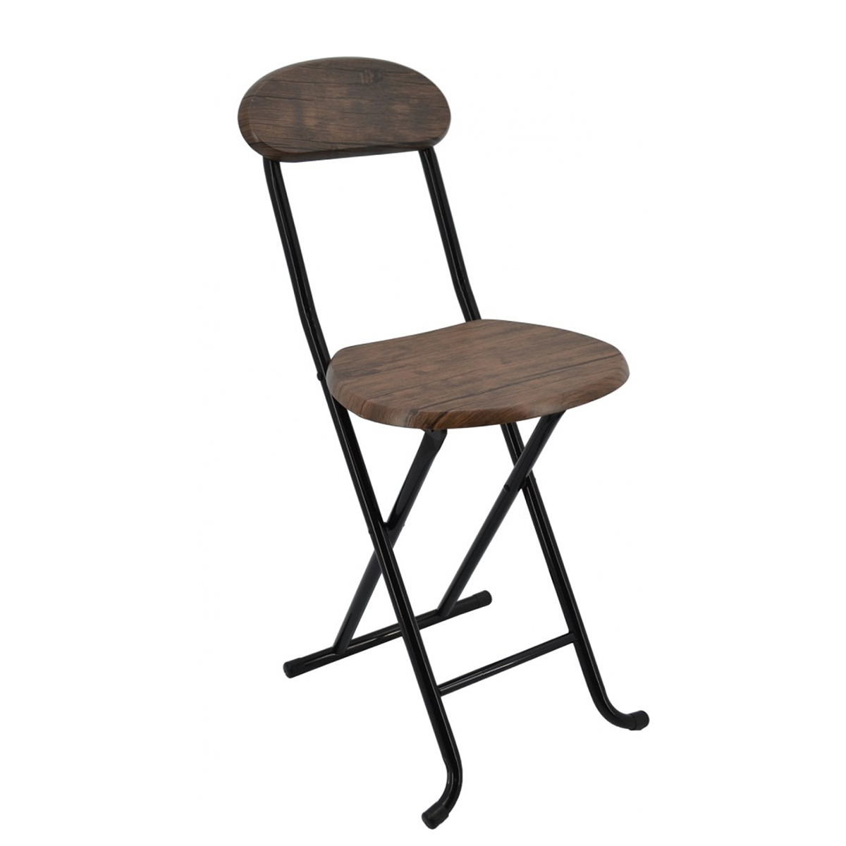 Καρέκλα Πτυσσόμενη Μεταλλική-Ξύλινη Σκούρο Καφέ 767199 33x35x74cm