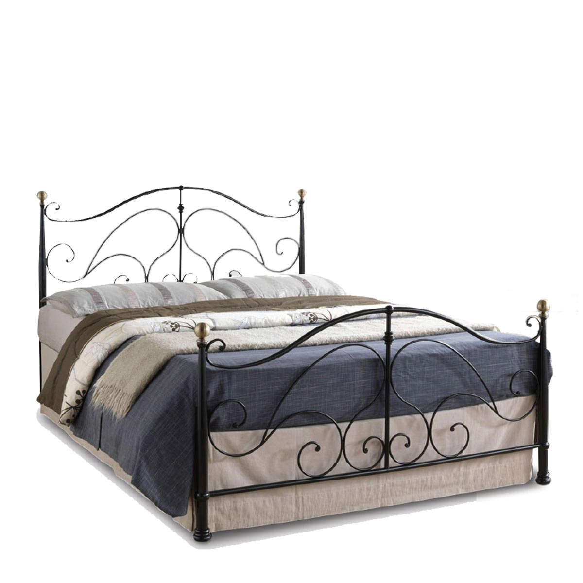 Κρεβάτι EVELYN Μεταλλικό Semy Glossy Black 210x159x109cm