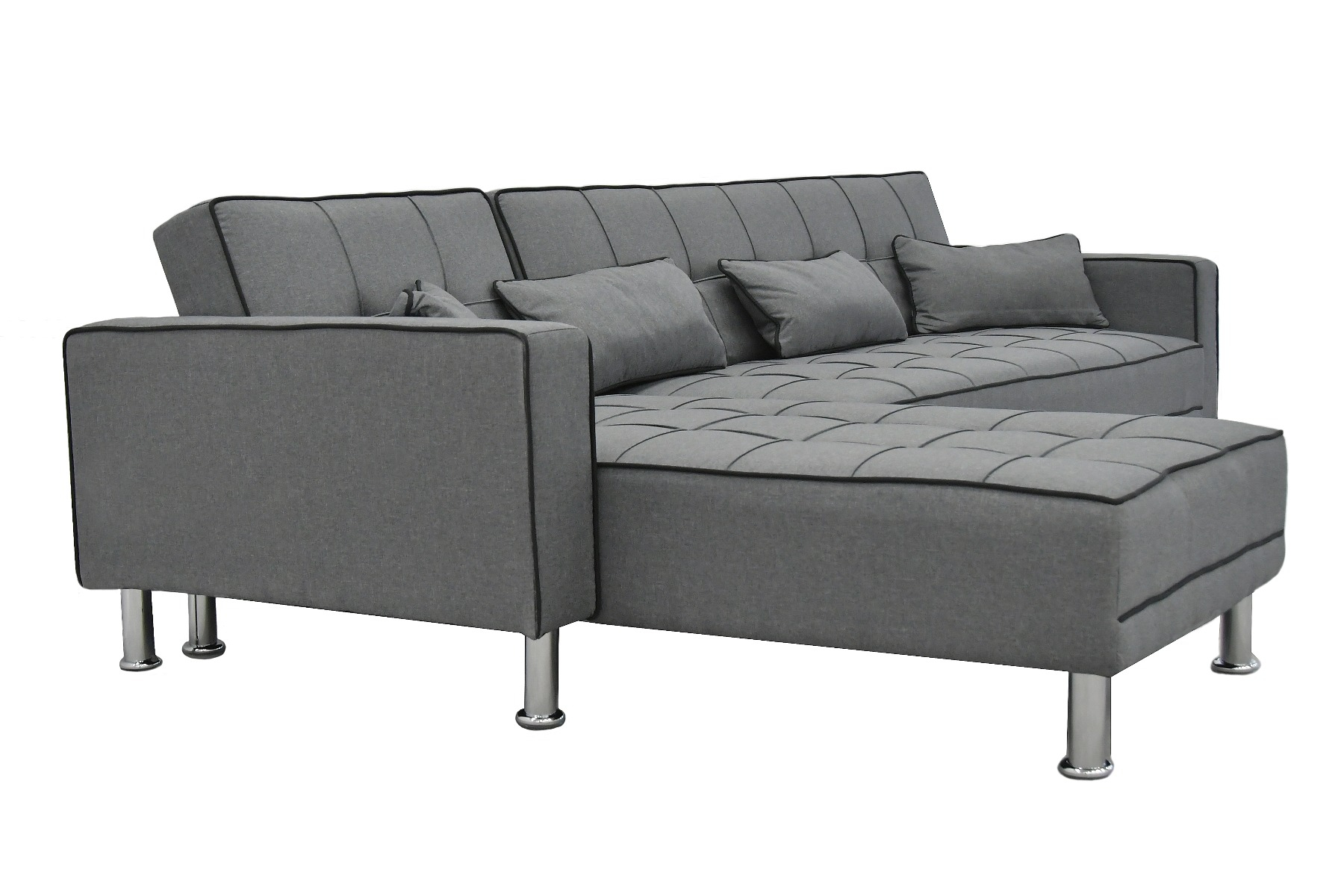 Καναπές Κρεβάτι Γωνιακός MICHAELLA Γκρι/Μαύρο 300x112x76cm