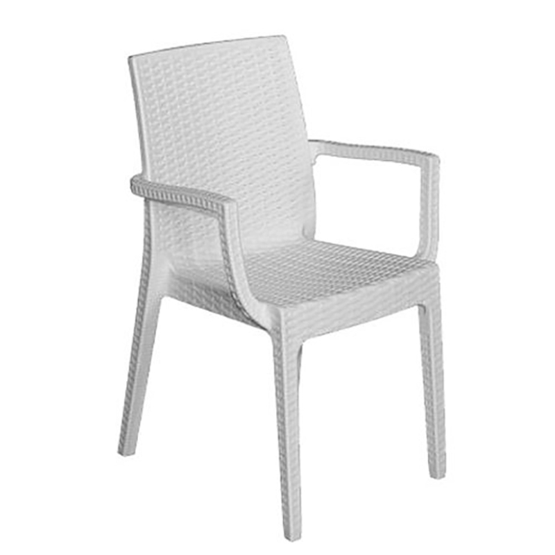 Πολυθρόνα Πλαστική Λευκή Rattan 54x55x85cm