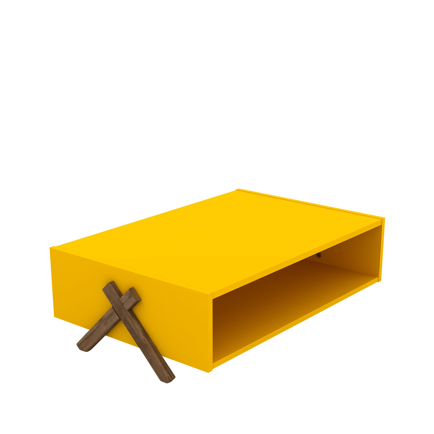 Τραπεζάκι Σαλονιού KIPP Κίτρινο/Καρυδί 90x60x28cm